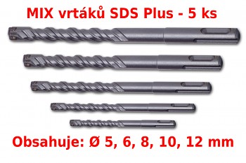 MIX 5 ks čtyřbřitých vrtáků SDS Plus
